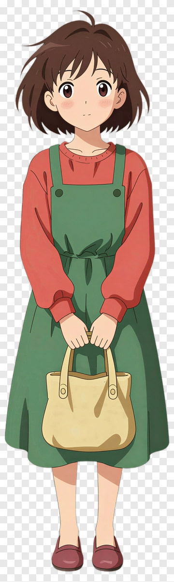 Anime Girl Holding A Handbag PNG