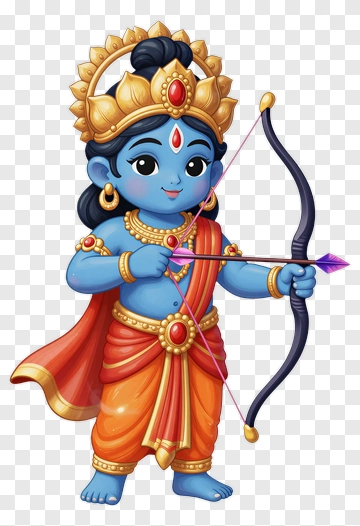 Cartoon Lord Rama Holding A Bow PNG