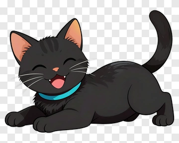 Cartoon Black Cat Smiling PNG