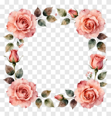 Watercolor Rose Frame PNG