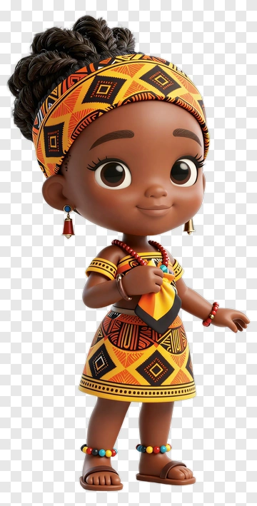 3D Girl In Traditional African Attire PNG