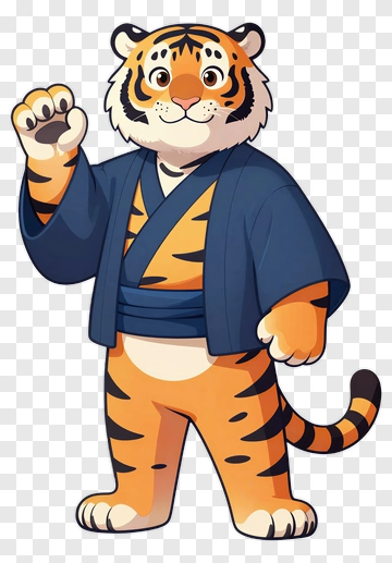 Cartoon Tiger Wearing A Kimono PNG