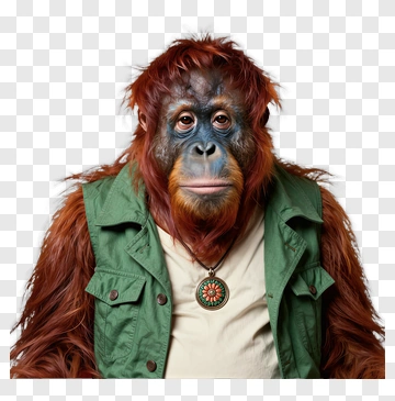 Orangutan Wearing A Jacket With Necklace PNG