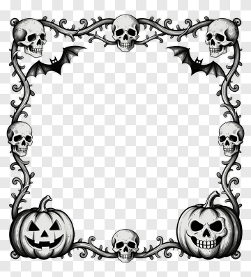 Halloween Frame With Skulls And Pumpkins PNG