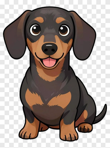 Cartoon Dachshund Sitting With A Happy Expression PNG