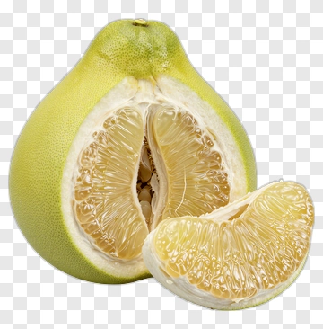 Pomelo Fruit Halved And Sliced PNG