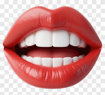 Red Lips Smiling With White Teeth PNG