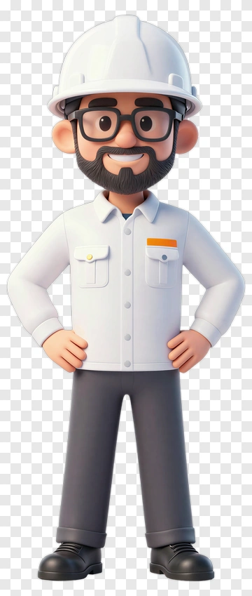 Cartoon Construction Worker With Hard Hat PNG