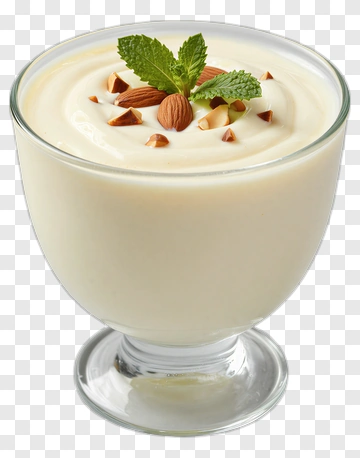 Creamy Dessert With Almonds And Mint PNG