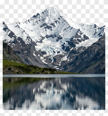 Snow-Capped Mountain Reflecting In Lake PNG