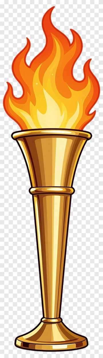 Golden Torch With Flames PNG