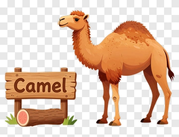 Cartoon Camel With Sign PNG