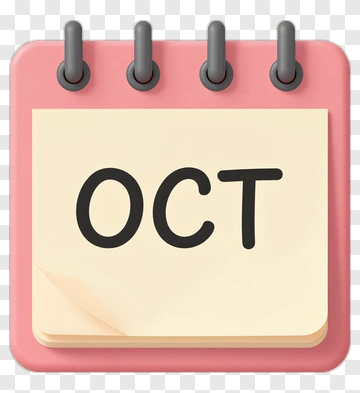 October Calendar Page PNG
