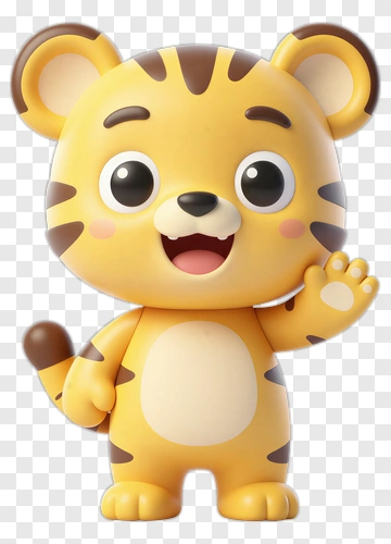 Cartoon Tiger Character Waving Hello PNG