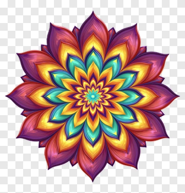Colorful Floral Mandala Design PNG