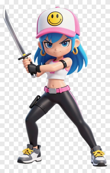 3D Cartoon Girl Holding A Sword PNG