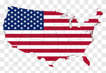 United States Map With American Flag Design PNG