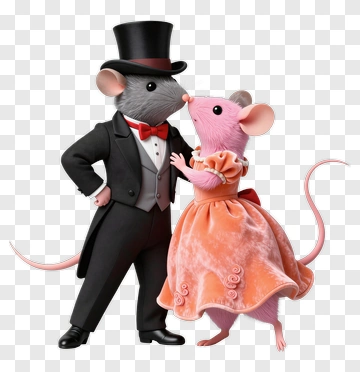 Cartoon Mice Couple In Formal Attire PNG