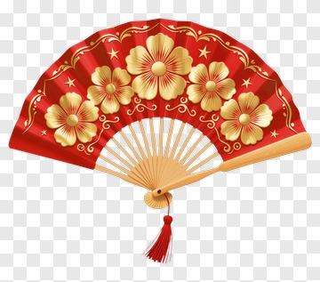 Red Floral Decorative Fan PNG
