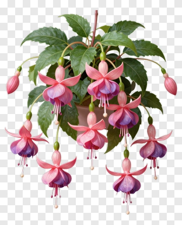 Colorful Fuchsia Plant With Pink And Purple Flowers PNG