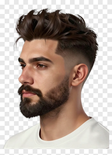 Stylish Man With Beard And Modern Haircut PNG