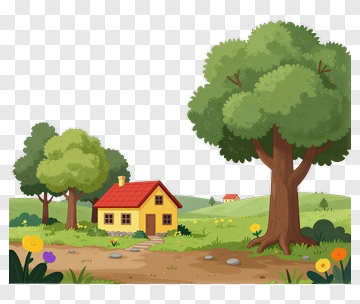 Colorful House In A Lush Garden PNG