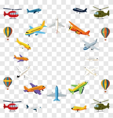 Colorful Airplane And Helicopter Illustration PNG
