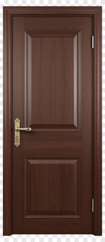 Wooden Door With Gold Handle PNG