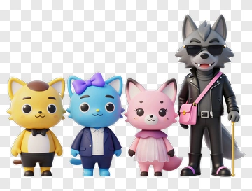 Cartoon Animal Characters In Stylish Outfits PNG