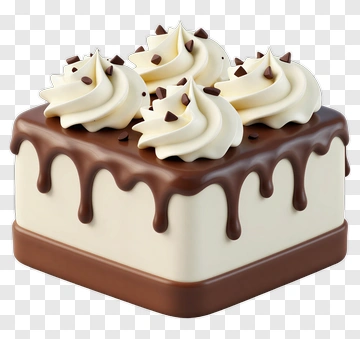 Chocolate Cake With Whipped Cream Topping PNG