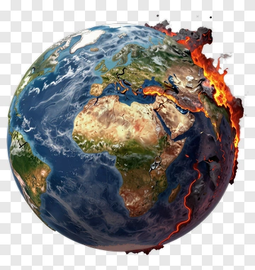 Burning Earth With Flames And Smoke PNG