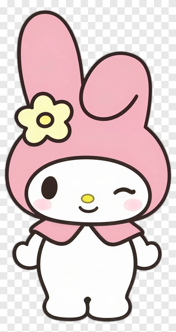 Cartoon Bunny Character With Flower PNG