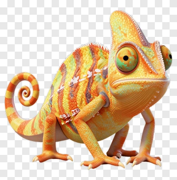 3D Chameleon With Colorful Patterns PNG