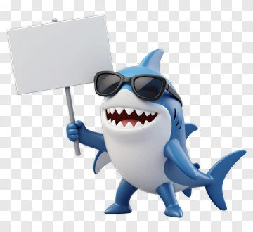 Cartoon Shark Holding A Blank Sign PNG