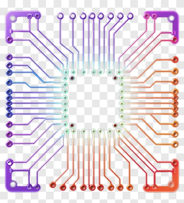Colorful Circuit Board Design PNG
