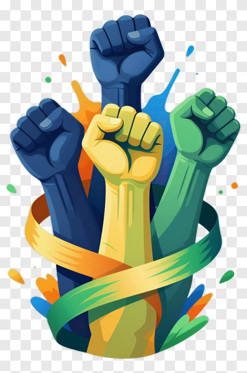 Colorful Fists Raised Together PNG