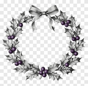 Holly Wreath With Bow PNG