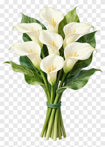 Bouquet Of White Calla Lilies PNG