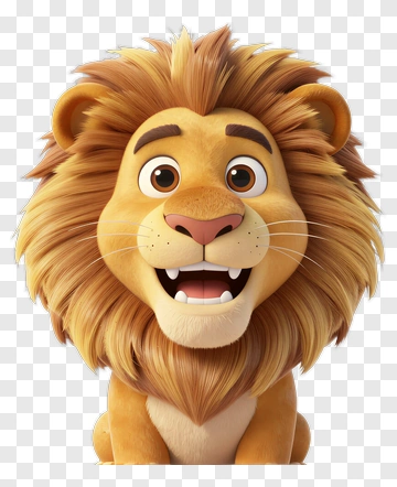 Cartoon Lion With A Happy Expression PNG