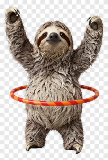 3D Sloth Hula Hooping PNG
