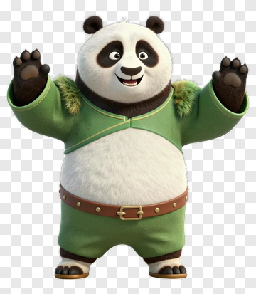 Cartoon Panda Character Raising Its Arms PNG