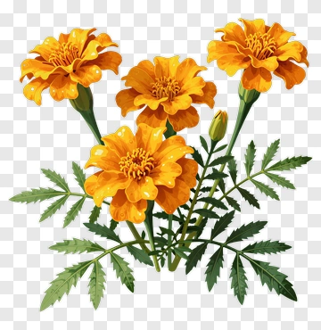 Colorful Marigold Flowers PNG