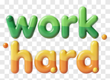 Colorful Work Hard Text PNG