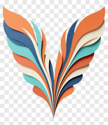 Colorful Paper Cut Leaf Design PNG