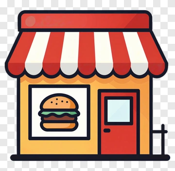 Fast Food Restaurant With Hamburger Sign PNG