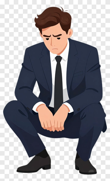 Sad Businessman Sitting In A Suit PNG