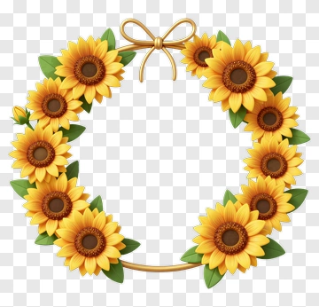 Sunflower Wreath With Bow PNG