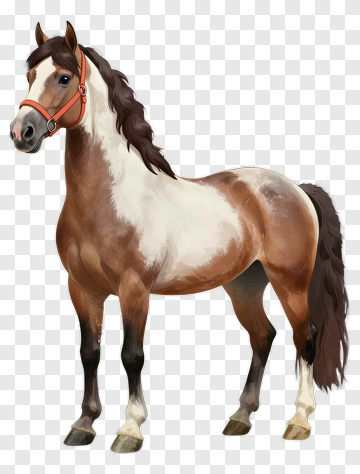Brown And White Horse Standing Proudly PNG