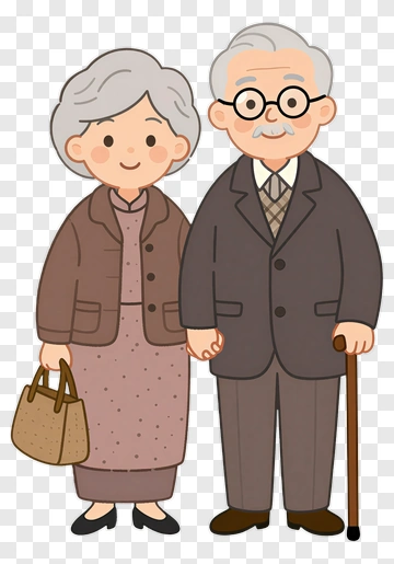 Happy Elderly Couple Holding Hands PNG