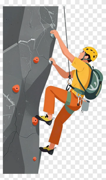 Rock Climber Ascending A Climbing Wall PNG